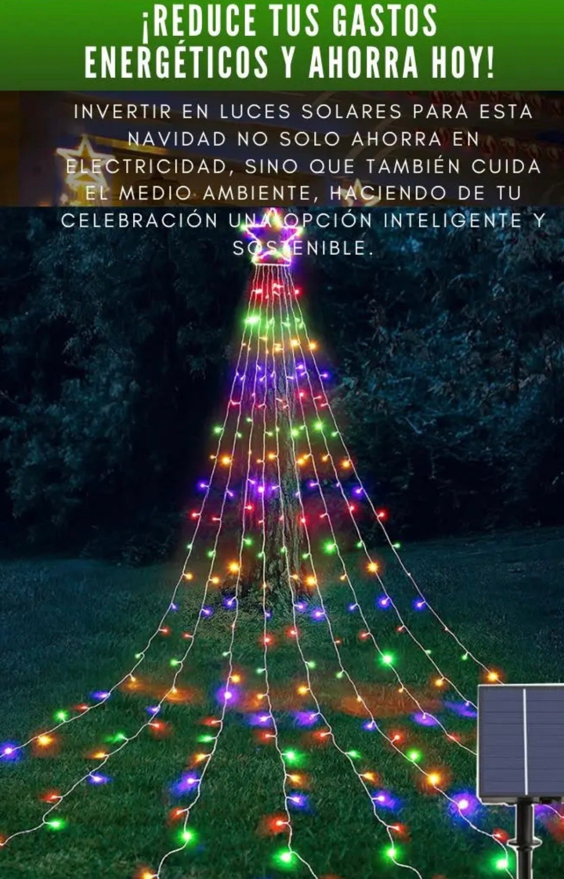 Luces De Navidad Cascada Solar